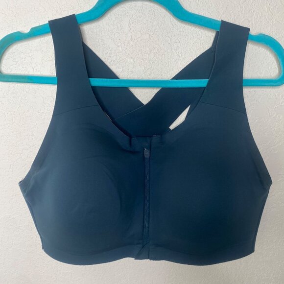 Lululemon Enlite Sports Bra Womens Size 38D Zip Front Blue High Support Running - Picture 1 of 12